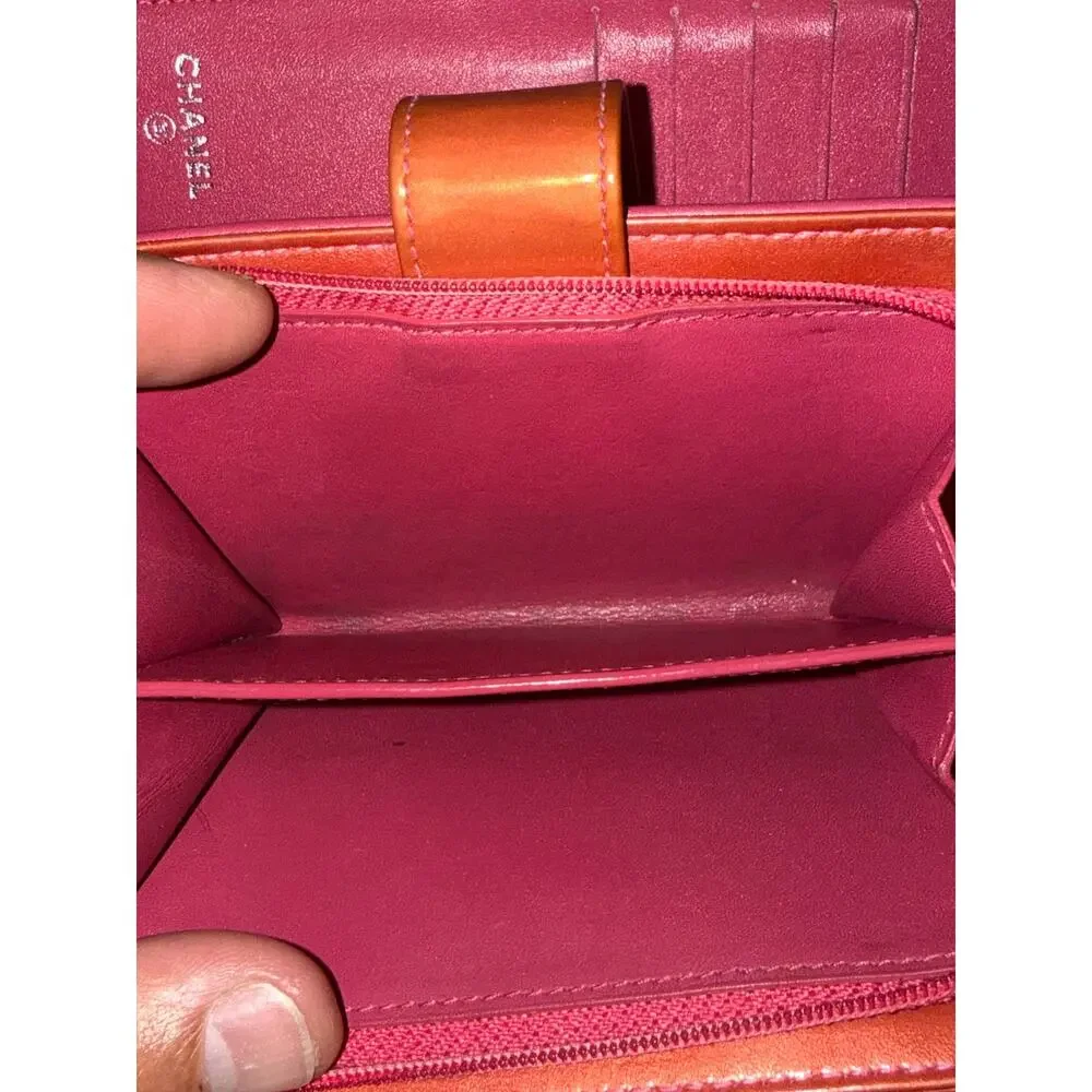 Chanel Camellia Embossed French / Medium Flap Wallet